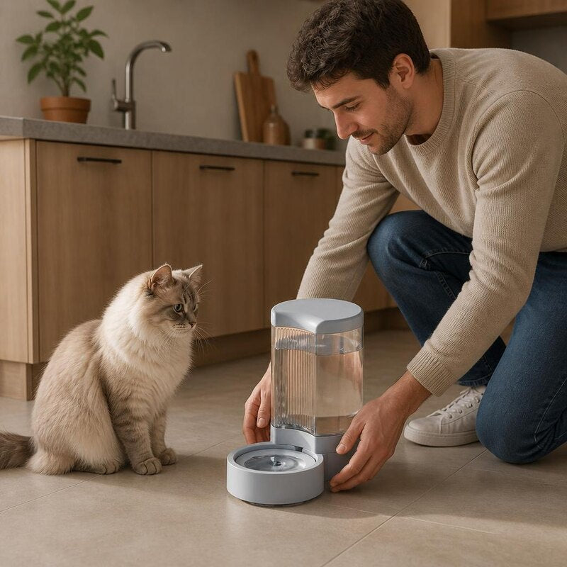 Chat distributeur eau MonChatHydraQuest gris