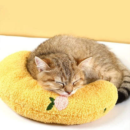 Coussin chat jaune