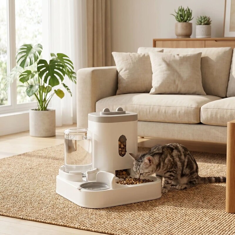 Distributeur automatique croquettes chat-avec abreuvoir 1L