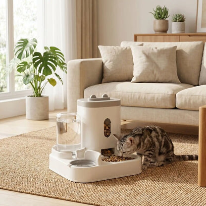 Distributeur automatique croquettes chat-avec abreuvoir 1L