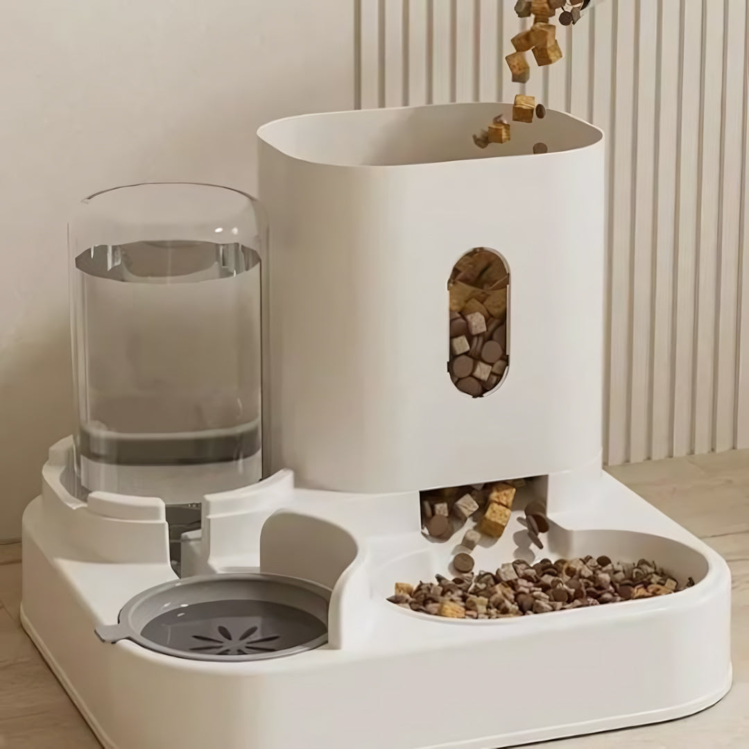 Distributeur automatique croquettes chat-avec abreuvoir 1L présentation