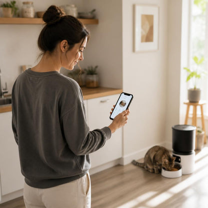 Distributeur automatique de croquettes pour chat Caméra et Appli connectée propriétaire satisfait