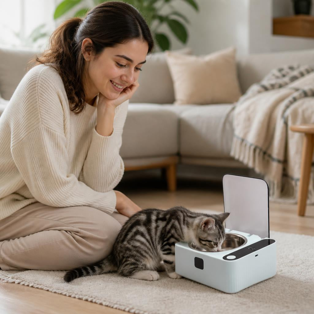 Distributeur automatique de croquettes pour chat Fermeture Intelligente propriétaire satisfait