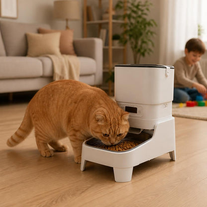 Distributeur croquette chat MonChatInteliDi-programmable-surélevée-4,5L moderne