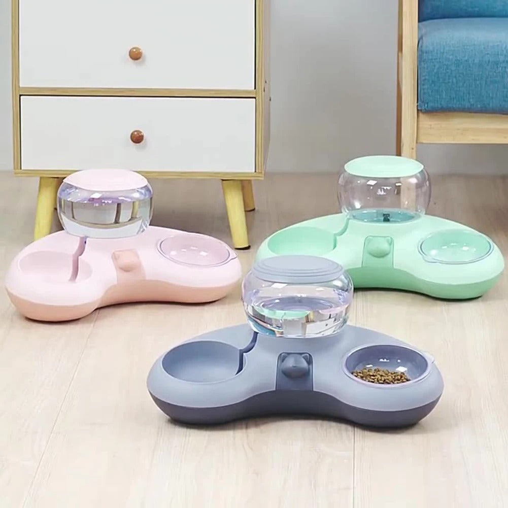 Distributeur croquette chat automatique 2-en-1-eau 1.4L-Anti-Dérapant ensemble