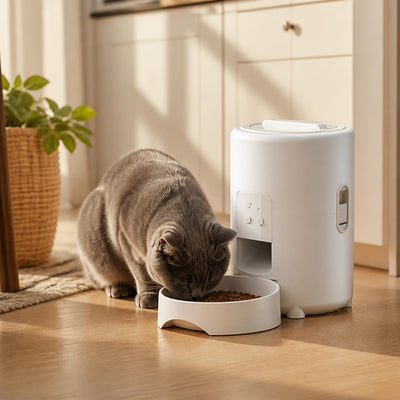 Distributeur croquette chat automatique 2L WiFi Caméra HD blanc mange