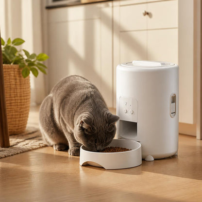 Distributeur croquette chat automatique 2L WiFi Caméra HD blanc mange