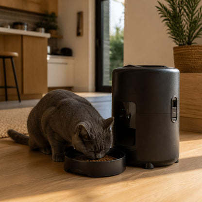 Distributeur croquette chat automatique 2L WiFi Caméra HD noir mange