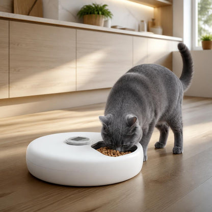 Distributeur croquette chat automatique 6 Repas avec Glacière-Écran LCD Anti-Blocage mange