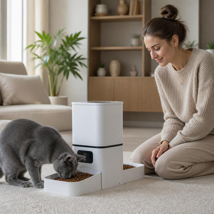 Distributeur croquette chat automatique Double Bol Connecté 6L 1 chat