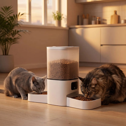 Distributeur croquette chat automatique Double Bol Connecté 6L répartition équitable