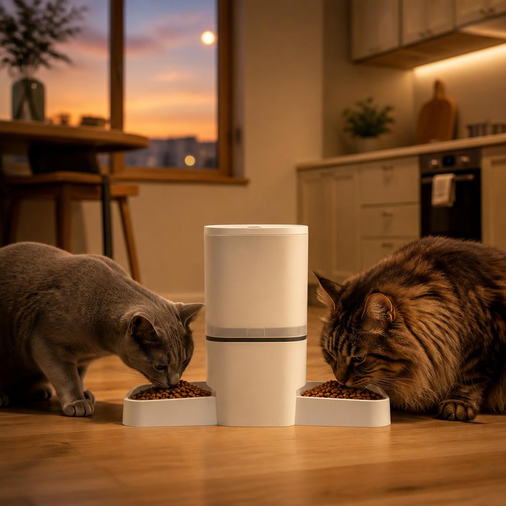 Distributeur croquette chat automatique Double Bol Connecté 6L