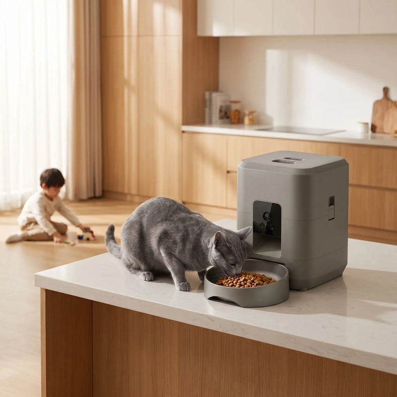 Distributeur croquette chat automatique WiFi Camera-Intercom Vocal-10 Repas noir