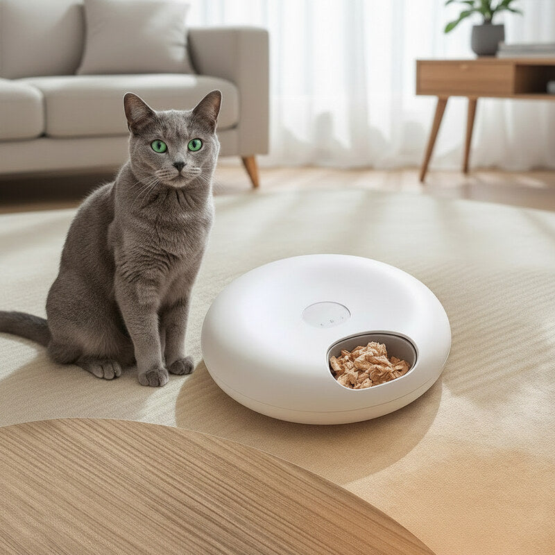 Distributeur croquette chat automatique Wifi-réfrigéré-6 repas-batterie 25j sans wifi