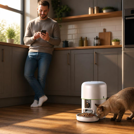 Distributeur croquette chat MonChatAutoDi-wifi et camera blanc 2L