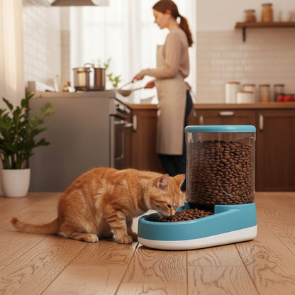 Distributeur croquettes chat MonChatEcoFeed bleu