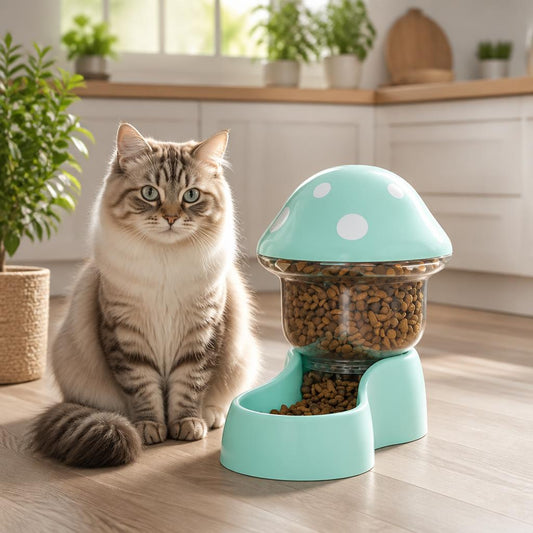 Distributeur croquettes pour chat Champignon 1,8L-sans électricité vert