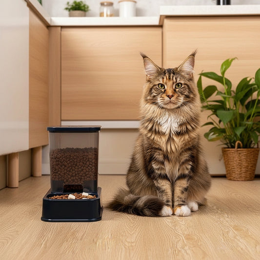 Distributeur croquettes pour chat-sans batteries chat assis
