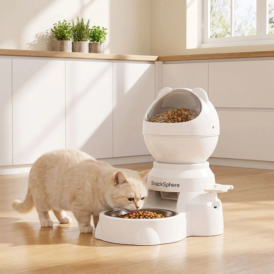 Distributeur de Croquettes Chat MonChatTerac-Interactif 1.5L avec Bol Inoxblanc