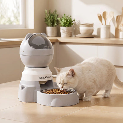 Distributeur de Croquettes Chat MonChatTerac-Interactif 1.5L avec Bol Inox gris