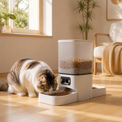 Distributeur de croquettes automatique pour chat Double gamelle avec caméra chat mange