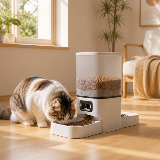 Distributeur de croquettes automatique pour chat Double gamelle avec caméra chat mange