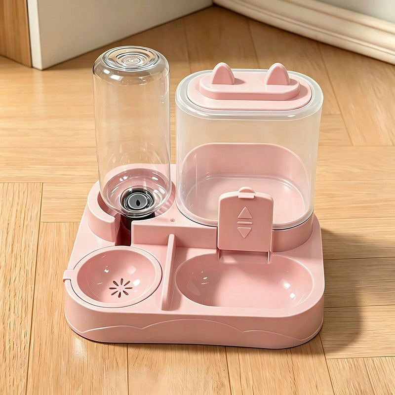Distributeur de croquettes chat Automatique avec filtre anti poils rose