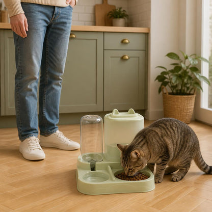Distributeur de croquettes chat Automatique avec filtre anti poils vert