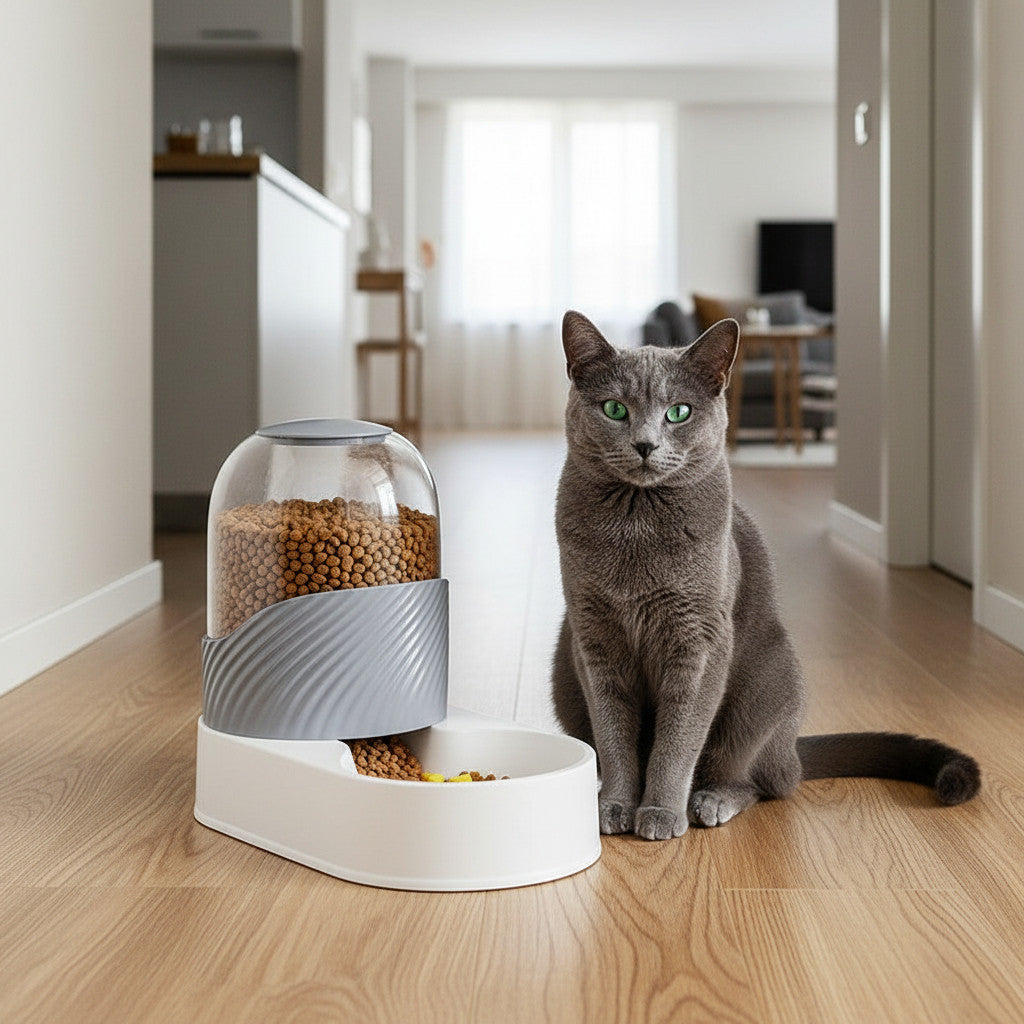 Distributeur de croquettes chat Autonome 2L-3.8L gris petit