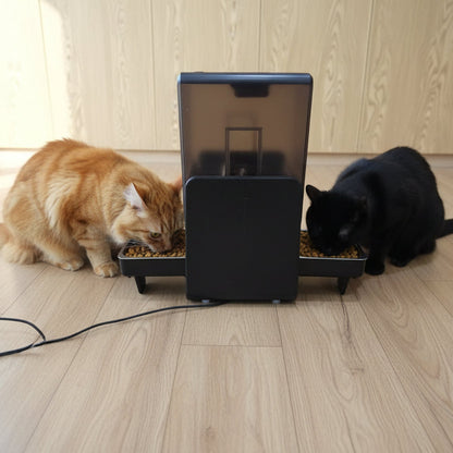 Distributeur de croquettes chat Double bol connecté avec Wifi-5L duo