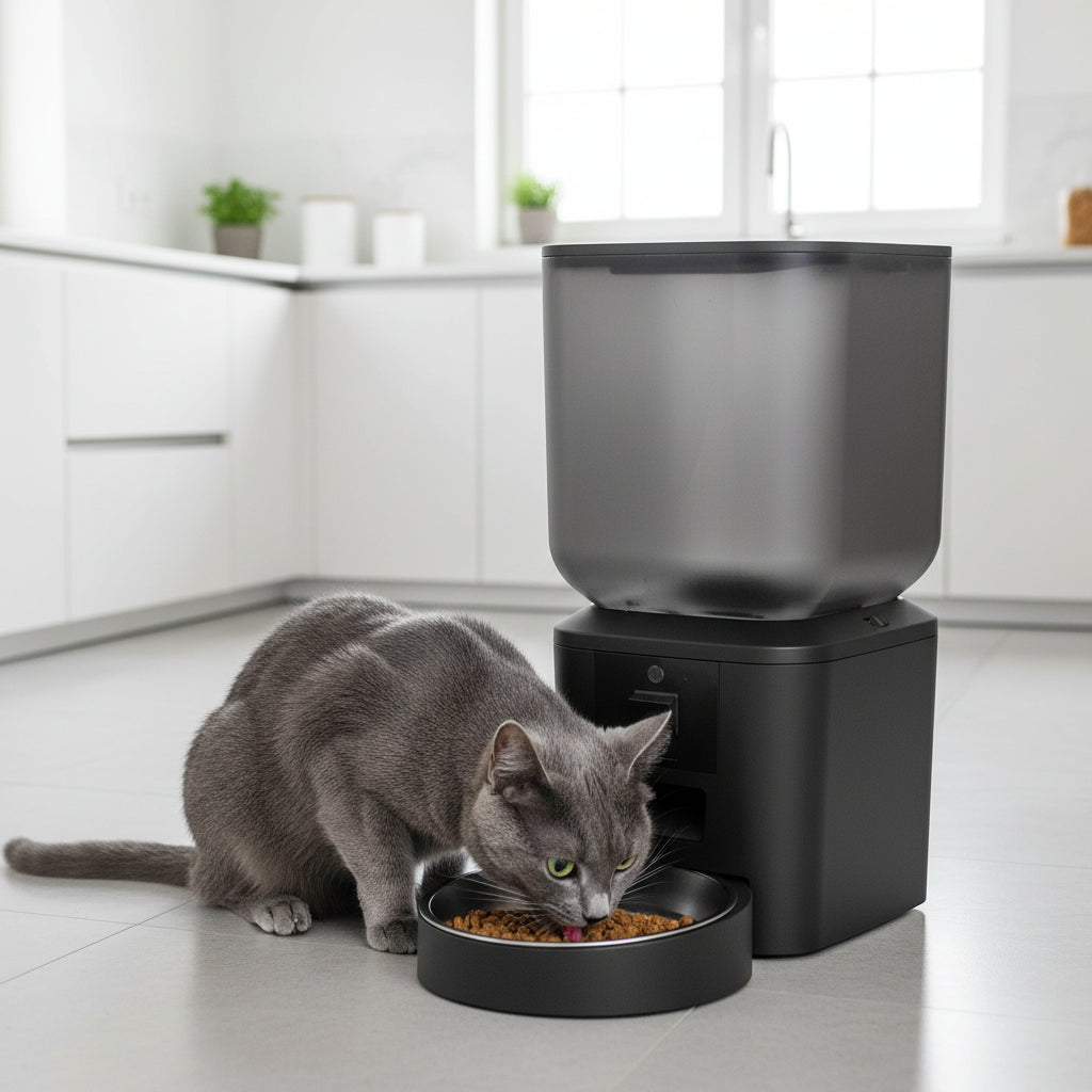 Distributeur de croquettes chat Programmable connecté avec caméra mange