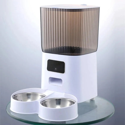 Distributeur de croquettes chat  WiFi-Double Bol Inox-Programmable via Application
