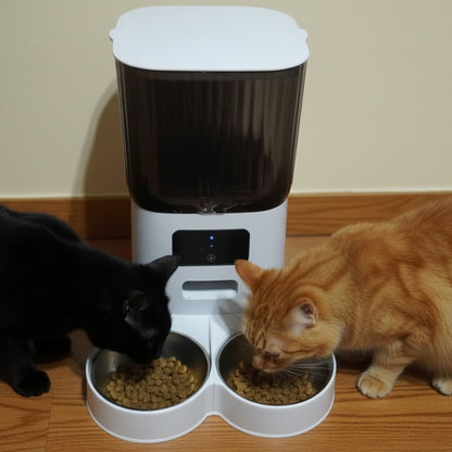 Distributeur de croquettes chat WiFi avec Caméra 2MP et Doubles Bols Inox 2 chats