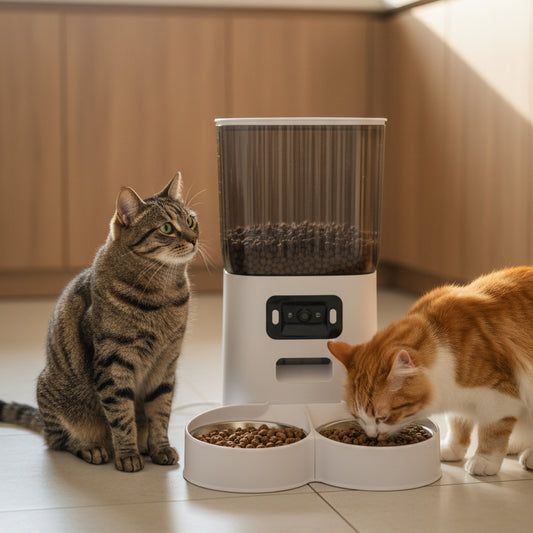 Distributeur de croquettes chat  WiFi avec Caméra 2MP et Doubles Bols Inox harmonie