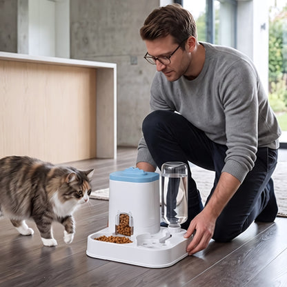 Distributeur de croquettes pour Chat MonChatDiseuvoir avec réservoir d'eau 800mL bleu