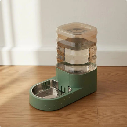 Distributeur eau chat-abreuvoir inoxydable vert sans chat