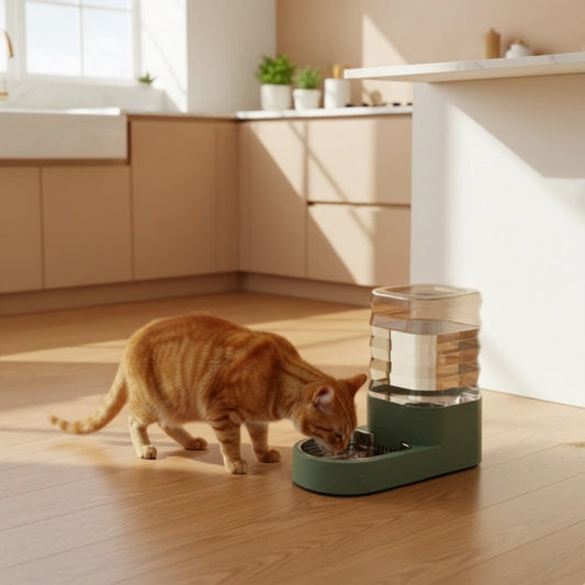 Distributeur eau chat-abreuvoir inoxydable vert