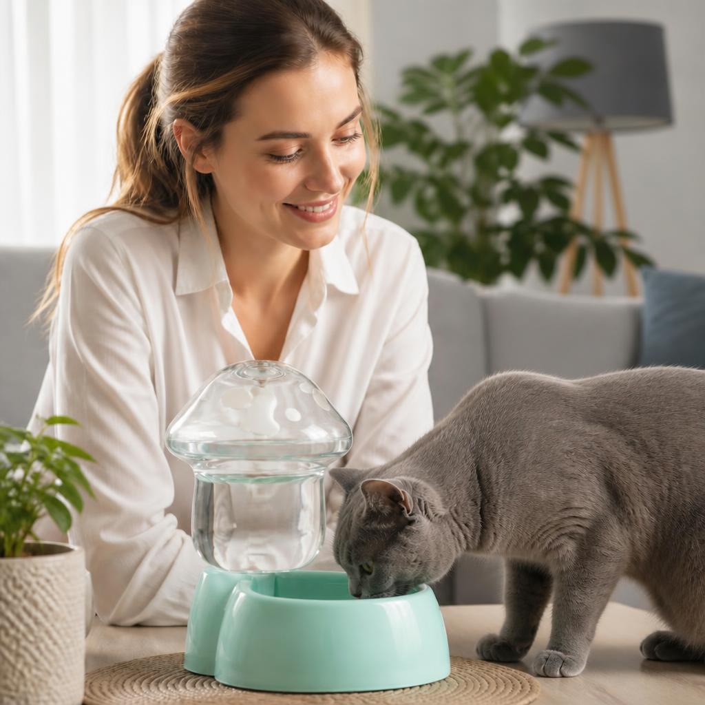 Distributeur eau pour chat Gravité Silencieux 500mL vert boit