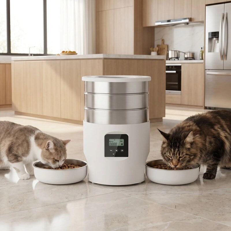Distributeur nourriture chat​-4,5L-double bol avec wifi 2 chats