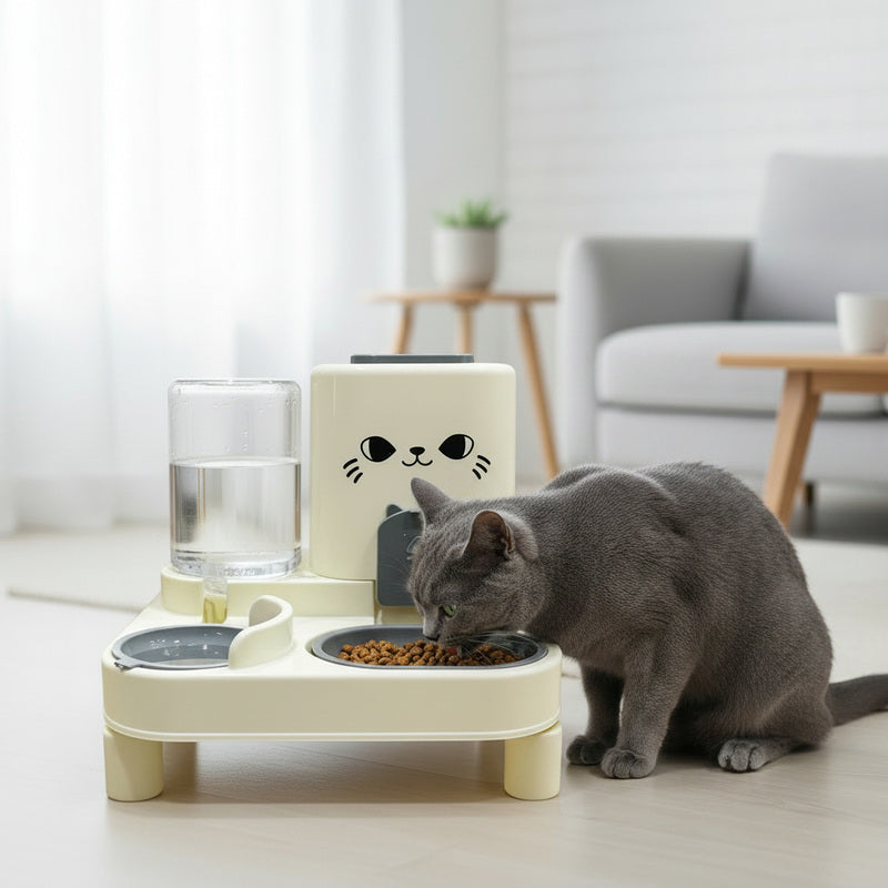 Distributeur nourriture chat Surélevé 2-en-1 mange