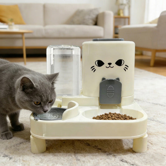 Distributeur nourriture chat Surélevé 2-en-1 posture naturelle