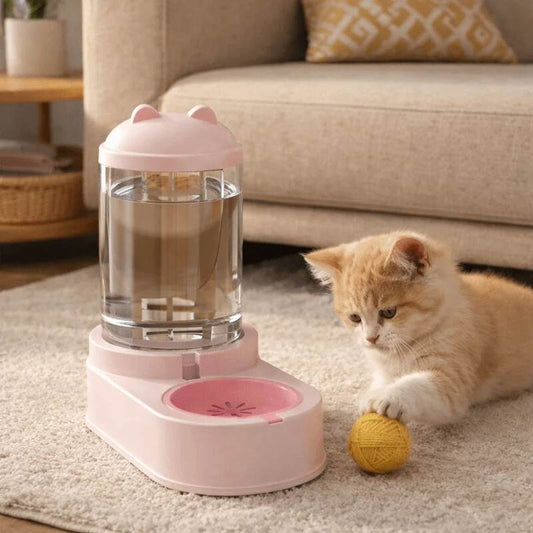 Fontaine à eau pourchat sans électricité MonChatFontEau pour chaton rose