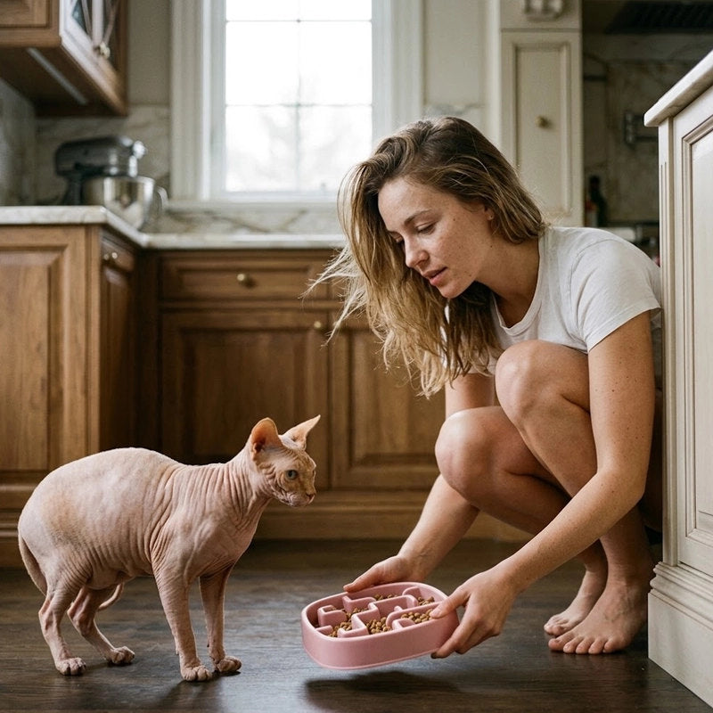 Gamelle anti glouton chat MonChatDedale à compartiments ludiques labyrinthe alimentaire