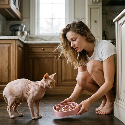 Gamelle anti glouton chat MonChatDedale à compartiments ludiques labyrinthe alimentaire