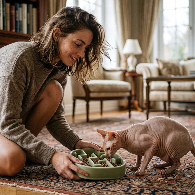 Gamelle anti glouton chat MonChatDedale à compartiments ludiques repas trop rapides