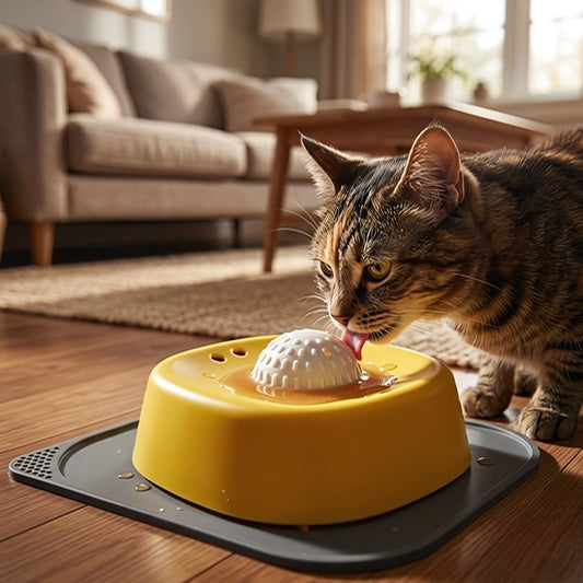 Gamelle anti glouton chat MonChatRelief avec balle de léchage repas trop rapide