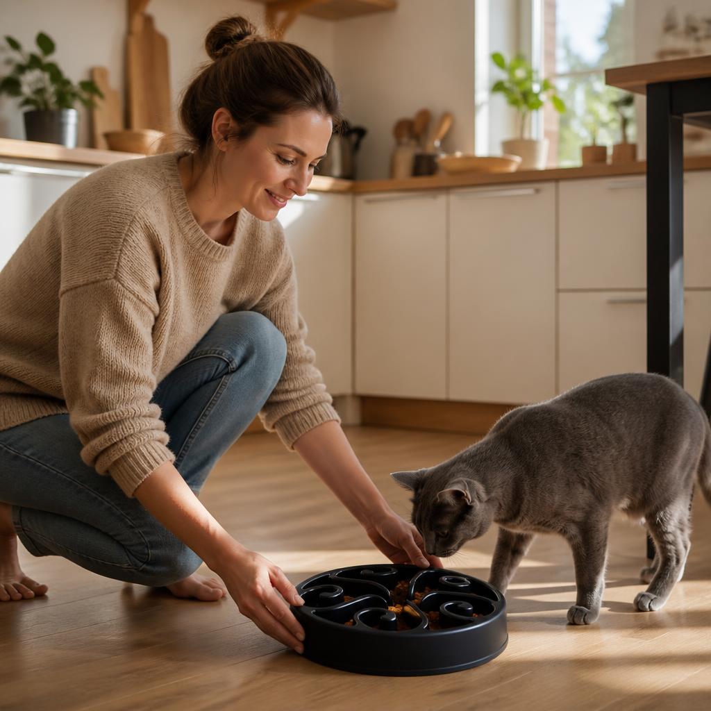 Gamelle chat anti glouton MonChatSpirale besoin comblé