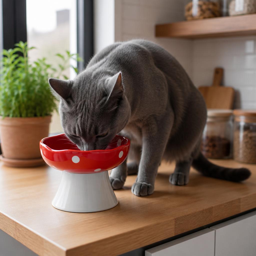 Gamelle chat céramique surélevé Bol incliné forme champignon anti-renversement repas