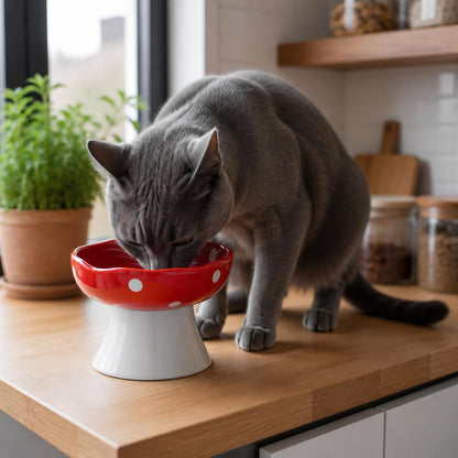 Gamelle chat céramique surélevé Bol incliné forme champignon anti-renversement repas