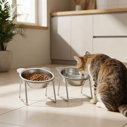 Gamelle pour chat surélevée MonChatInoxSurel boit gamelle